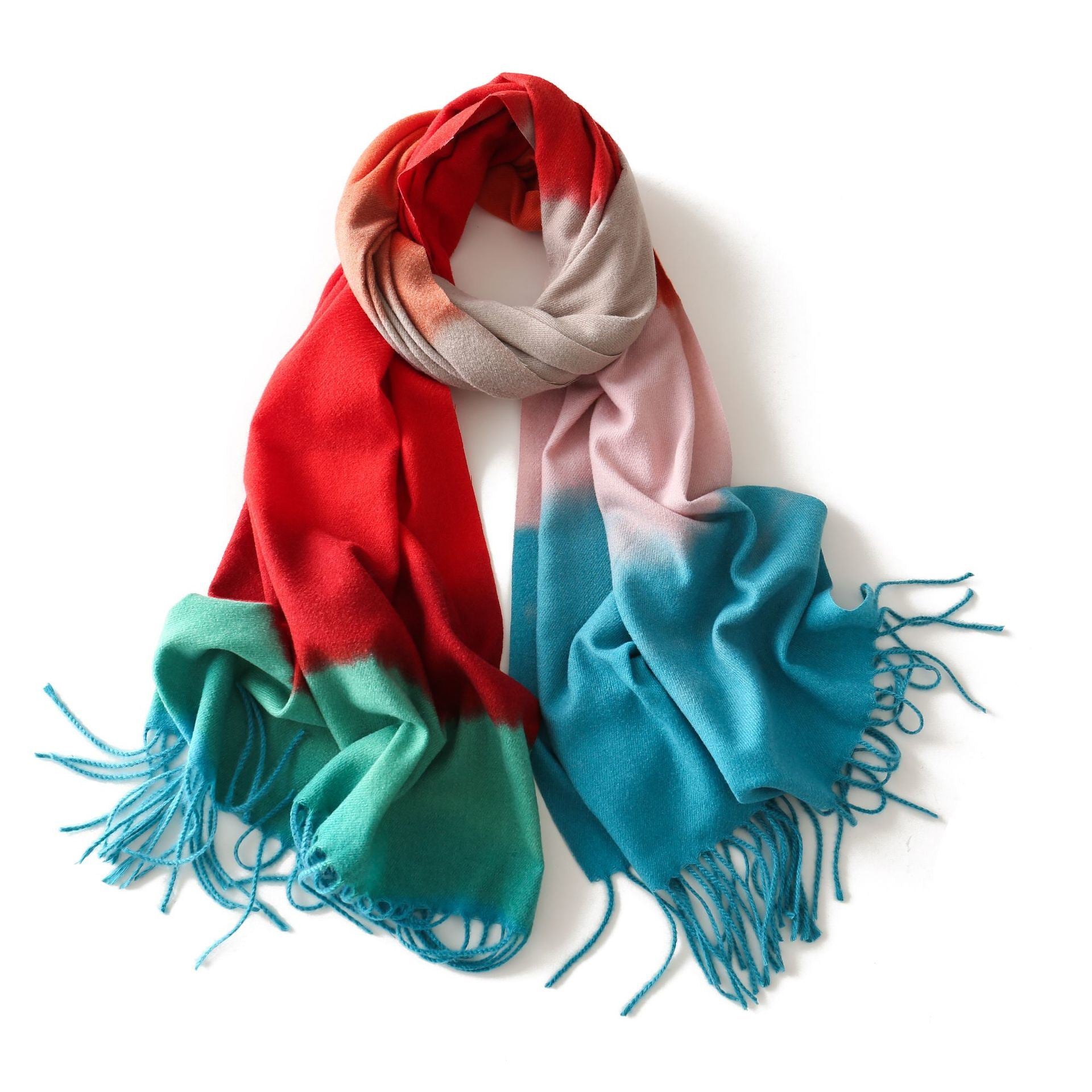 Autumn and winter new spot Europe and America lengthened art gradual change color color block cashmere like polyester scarf scarf manufacturers direct sales