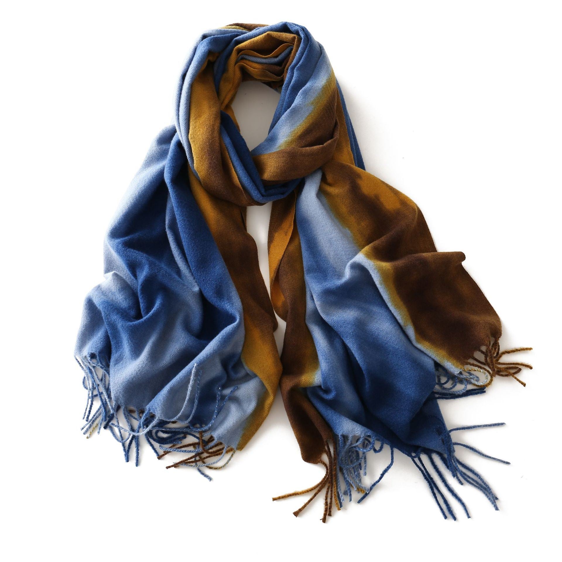 Autumn and winter tie dyed scarves gradual color cashmere like warm shawls in Europe and America long beards factory direct sales booth wholesale