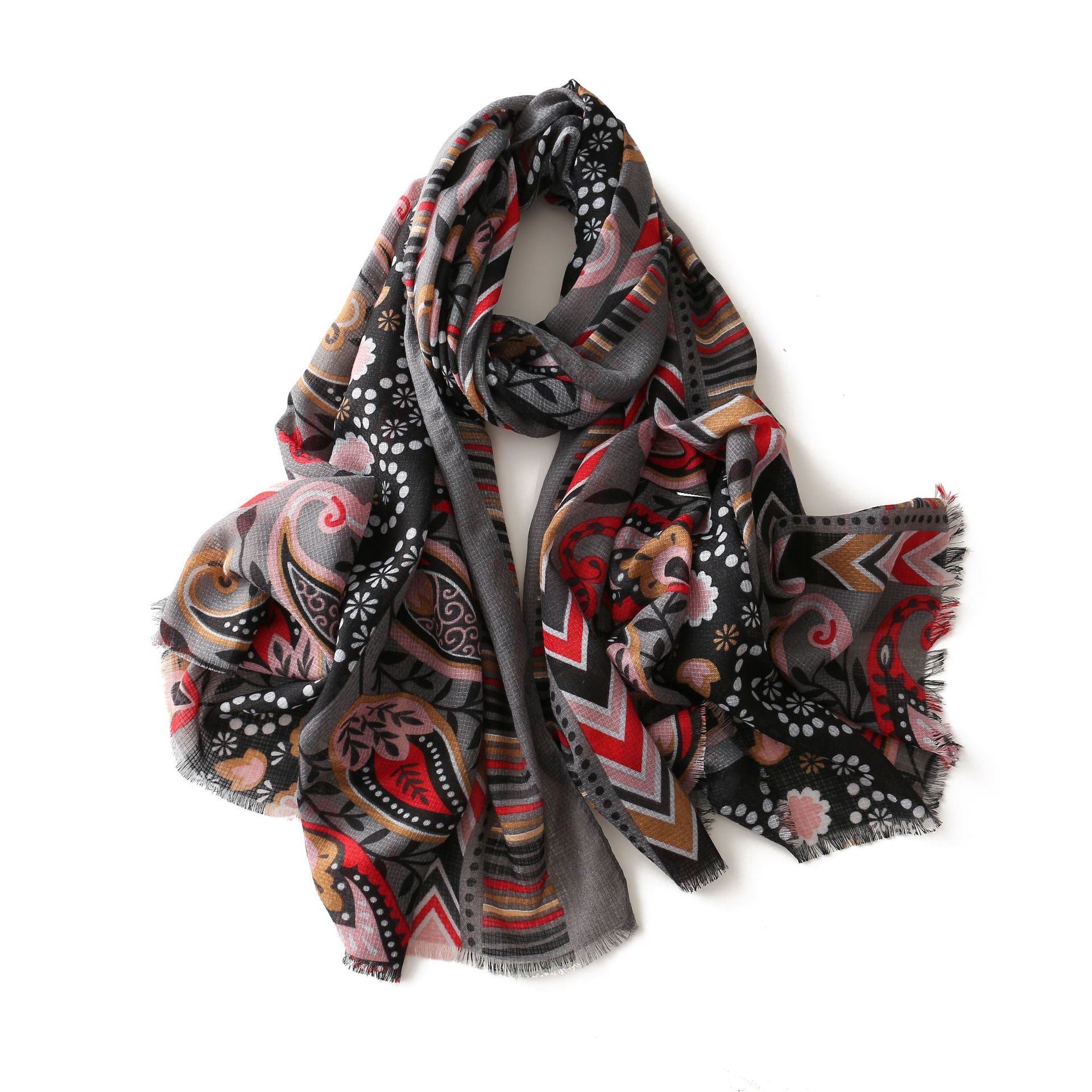 2022 Autumn and Winter Thin Scarf Retro Ethnic Print Cotton and Linen Women's Scarf Cross border E-commerce Foreign Trade Wholesale