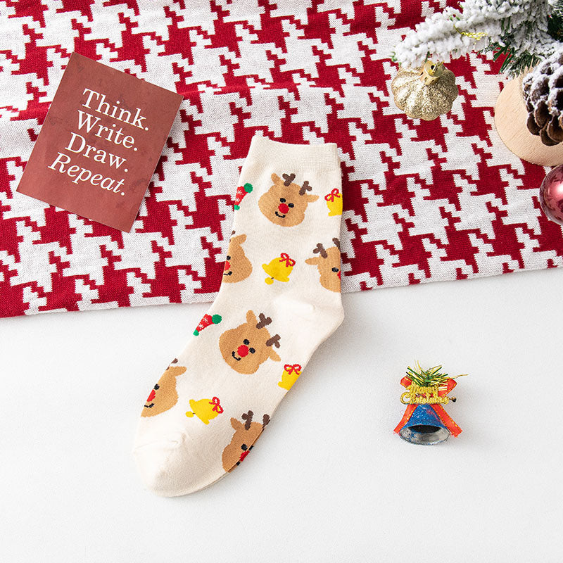 4 Pairs Christmas Socks Woman Funny Santa Claus Christmas snowman Socks Kawaii Cartoon Animal Girl Cute Novel Christmas Gift Socks