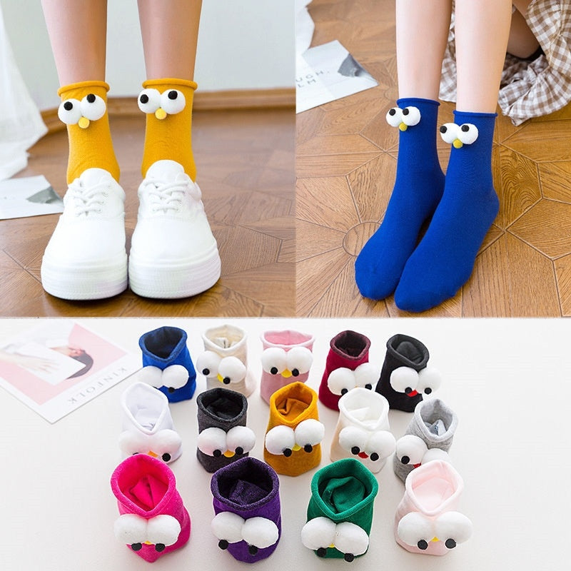 10 Pairs Funny Socks Women's Short Cotton Hot Sale 3D eyes Designer Fashion Amusing Lovely Harajuku kawaii Gift Happy Cute Socks