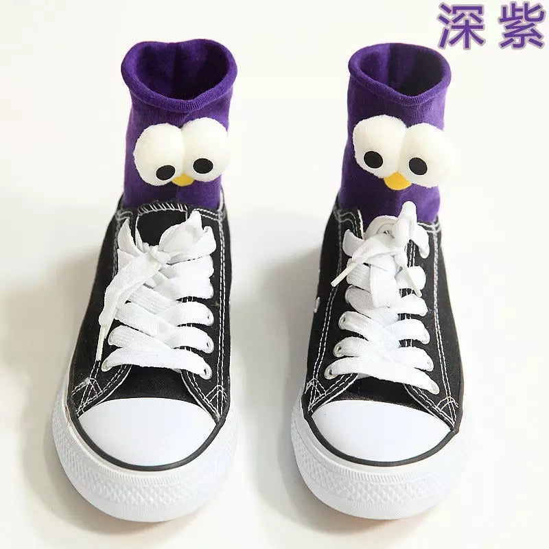 10 Pairs Funny Socks Women's Short Cotton Hot Sale 3D eyes Designer Fashion Amusing Lovely Harajuku kawaii Gift Happy Cute Socks