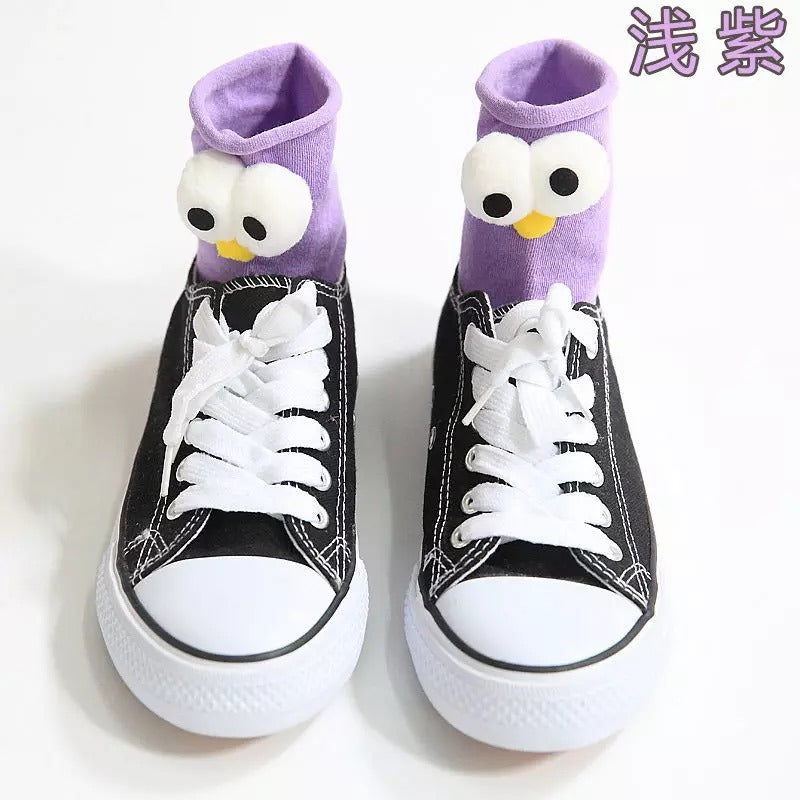 10 Pairs Funny Socks Women's Short Cotton Hot Sale 3D eyes Designer Fashion Amusing Lovely Harajuku kawaii Gift Happy Cute Socks