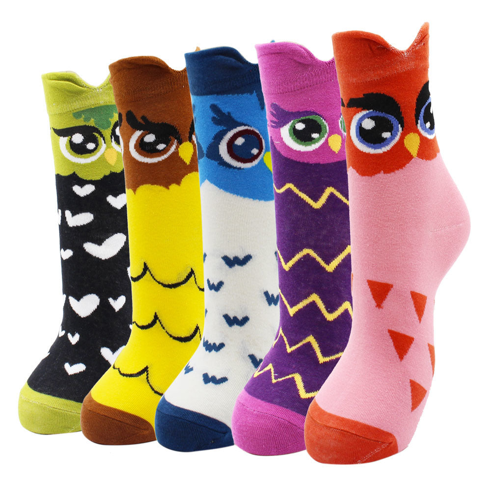 10 Pairs Fashion Colorful Kawaii Cute Cartoon Cotton Women Socks Harajuku Korean Halloween Cat Dog Owl Duck Fox Girl Socks
