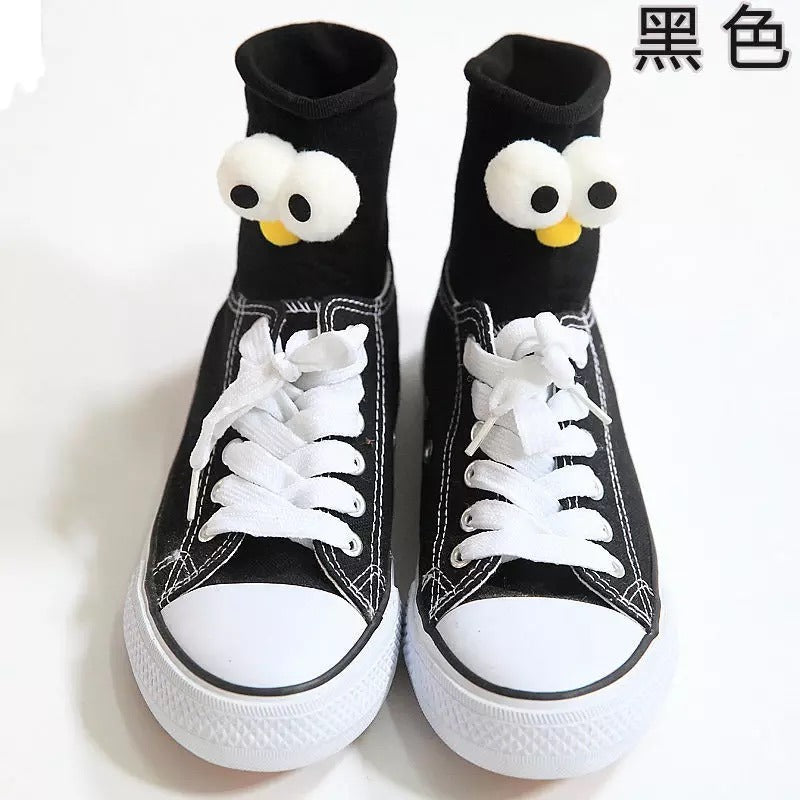 10 Pairs Funny Socks Women's Short Cotton Hot Sale 3D eyes Designer Fashion Amusing Lovely Harajuku kawaii Gift Happy Cute Socks