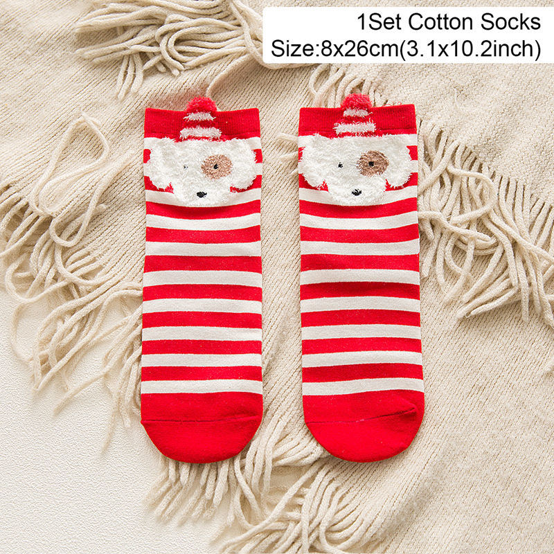 5 Pairs Cotton Christmas Socks Christmas Decoration For Home Christmas Ornament Xmas Gifts Navidad Natal 2022 Decor Socks New Year 2023