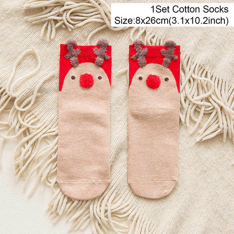 5 Pairs Cotton Christmas Socks Christmas Decoration For Home Christmas Ornament Xmas Gifts Navidad Natal 2022 Decor Socks New Year 2023