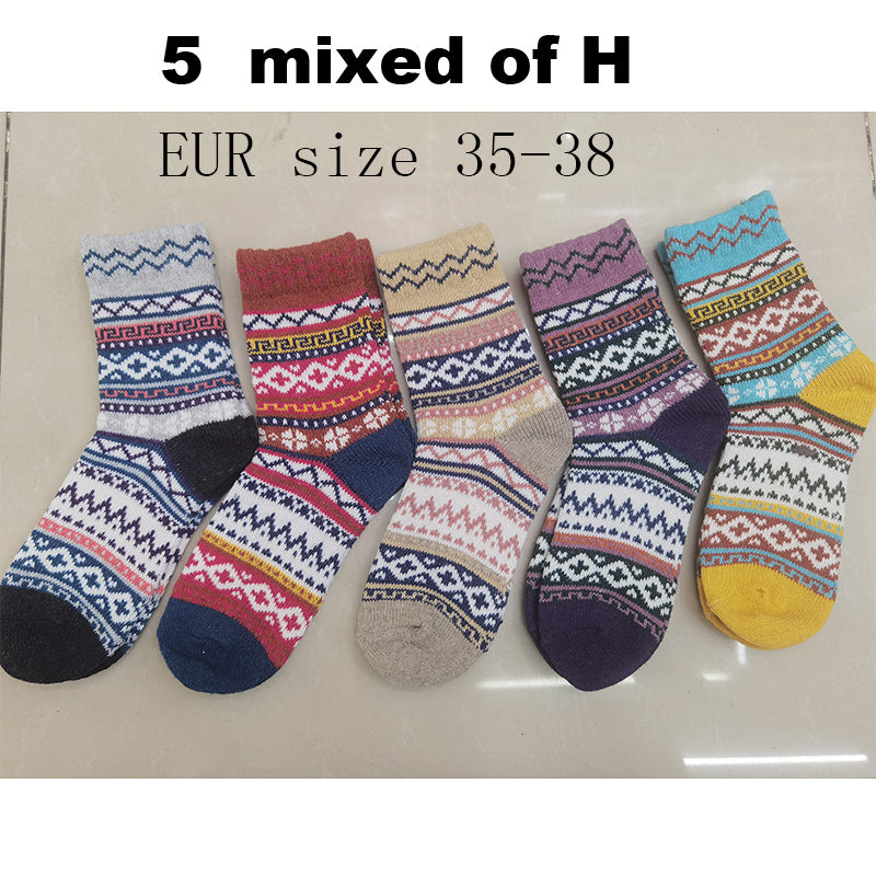 10PCS=5Pairs Autumn Winter New Men Thicken Warm Harajuku Retro Fashion Casual Wool High Quality Cotton Socks Wholesale Snow Sock