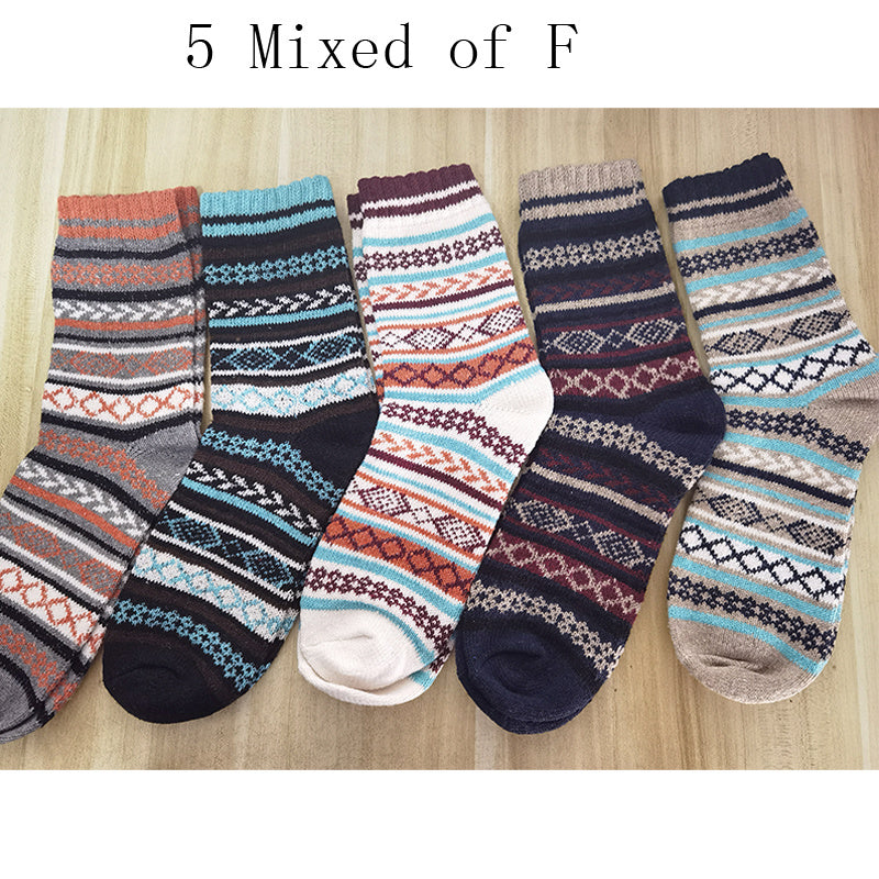 10PCS=5Pairs Autumn Winter New Men Thicken Warm Harajuku Retro Fashion Casual Wool High Quality Cotton Socks Wholesale Snow Sock