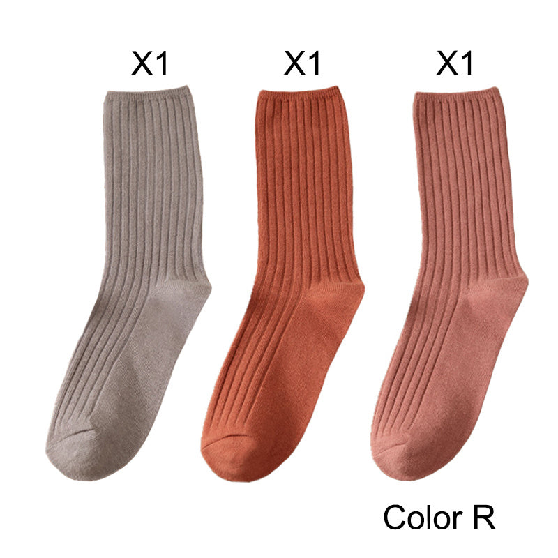 3 Pairs/Lot Socks Sets Women Solid Color Elegant Retro Long Cotton Women Socks Breathable Japanese Style Casual Cotton Long Sock