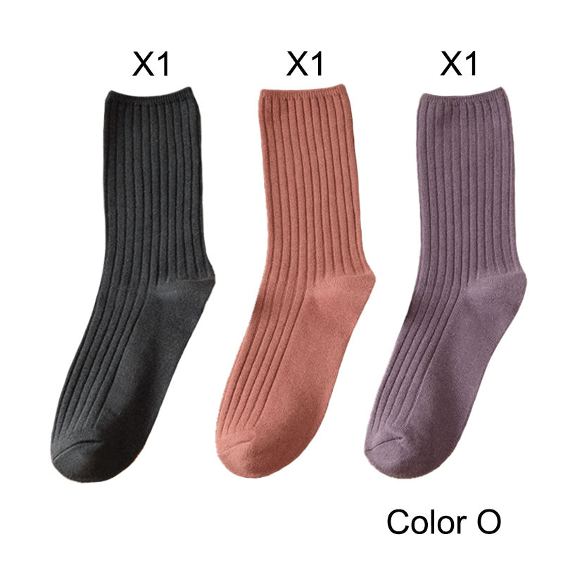 3 Pairs/Lot Socks Sets Women Solid Color Elegant Retro Long Cotton Women Socks Breathable Japanese Style Casual Cotton Long Sock