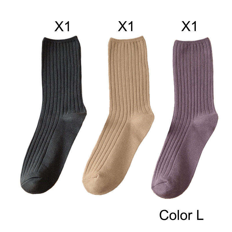 3 Pairs/Lot Socks Sets Women Solid Color Elegant Retro Long Cotton Women Socks Breathable Japanese Style Casual Cotton Long Sock