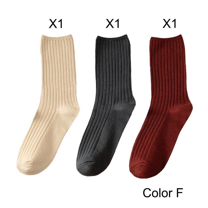 3 Pairs/Lot Socks Sets Women Solid Color Elegant Retro Long Cotton Women Socks Breathable Japanese Style Casual Cotton Long Sock