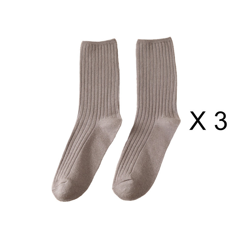 3 Pairs/Lot Socks Sets Women Solid Color Elegant Retro Long Cotton Women Socks Breathable Japanese Style Casual Cotton Long Sock