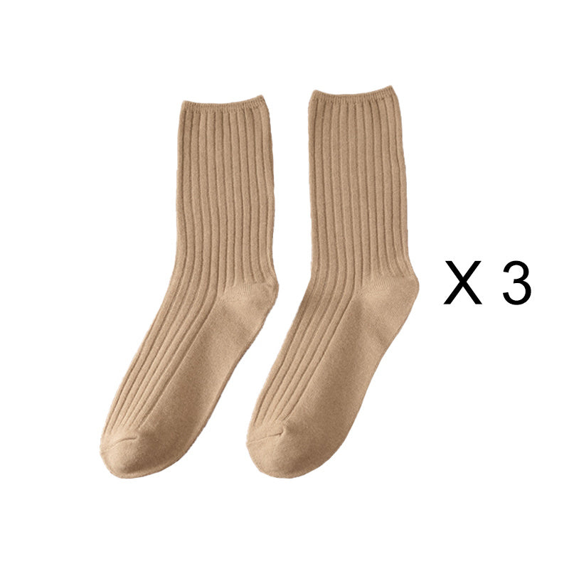 3 Pairs/Lot Socks Sets Women Solid Color Elegant Retro Long Cotton Women Socks Breathable Japanese Style Casual Cotton Long Sock