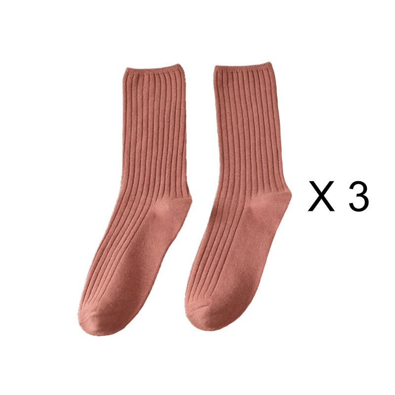 3 Pairs/Lot Socks Sets Women Solid Color Elegant Retro Long Cotton Women Socks Breathable Japanese Style Casual Cotton Long Sock