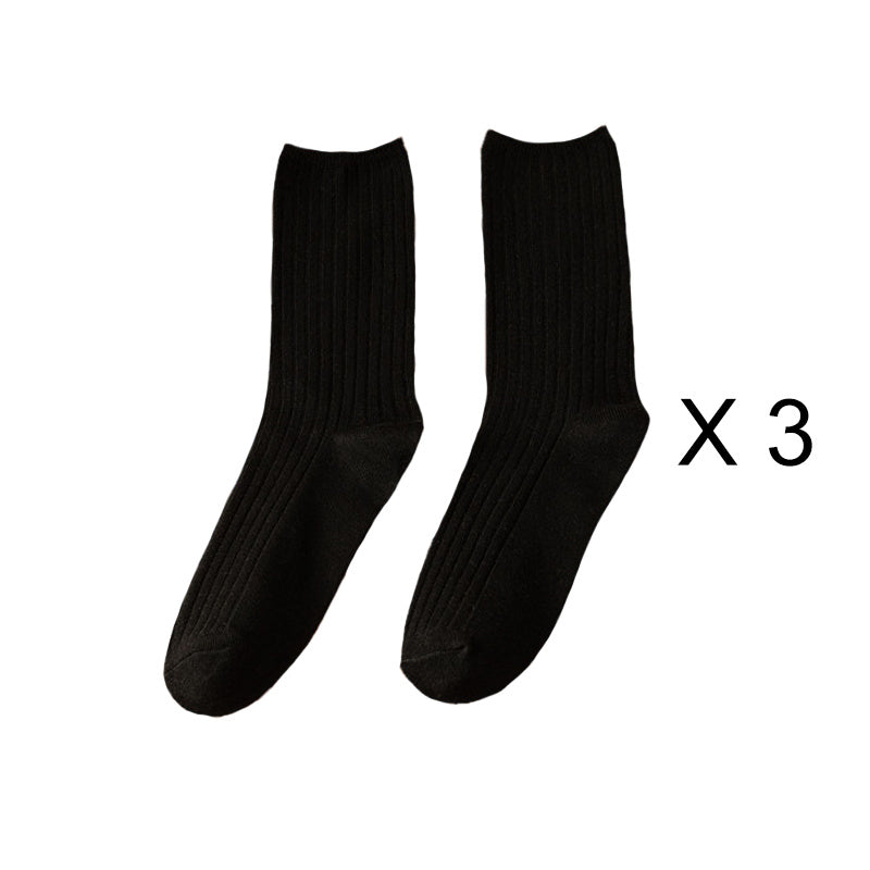 3 Pairs/Lot Socks Sets Women Solid Color Elegant Retro Long Cotton Women Socks Breathable Japanese Style Casual Cotton Long Sock