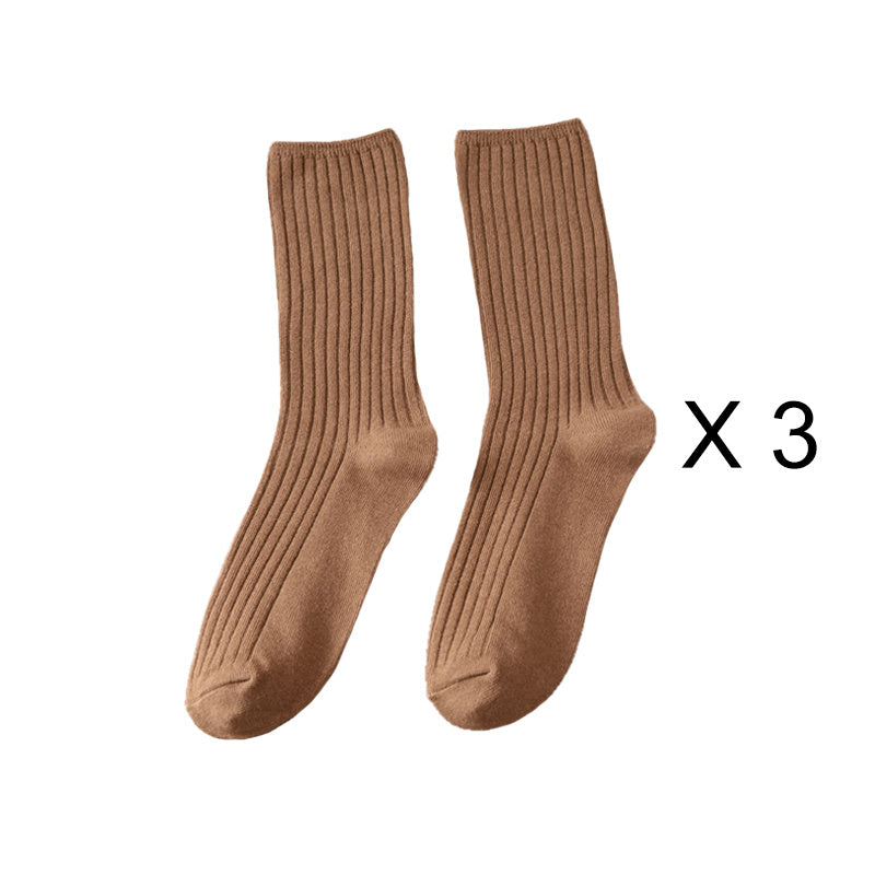 3 Pairs/Lot Socks Sets Women Solid Color Elegant Retro Long Cotton Women Socks Breathable Japanese Style Casual Cotton Long Sock