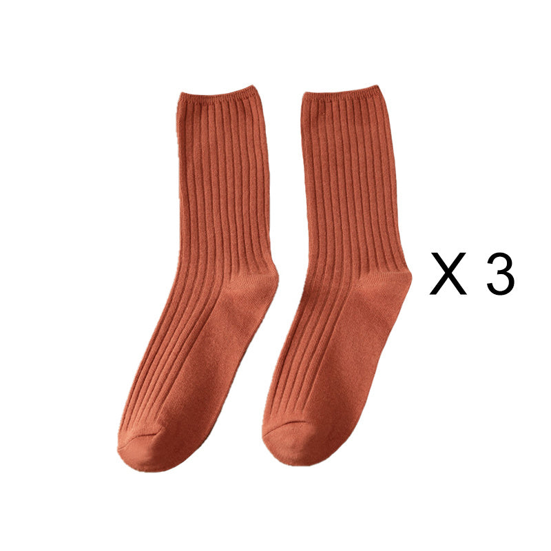 3 Pairs/Lot Socks Sets Women Solid Color Elegant Retro Long Cotton Women Socks Breathable Japanese Style Casual Cotton Long Sock