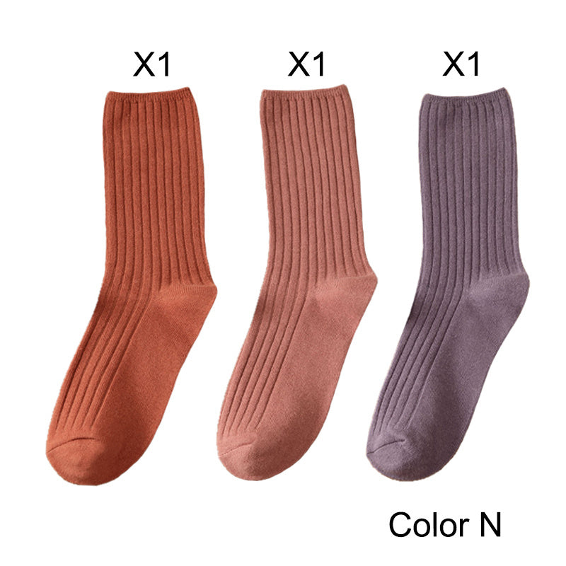 3 Pairs/Lot Socks Sets Women Solid Color Elegant Retro Long Cotton Women Socks Breathable Japanese Style Casual Cotton Long Sock