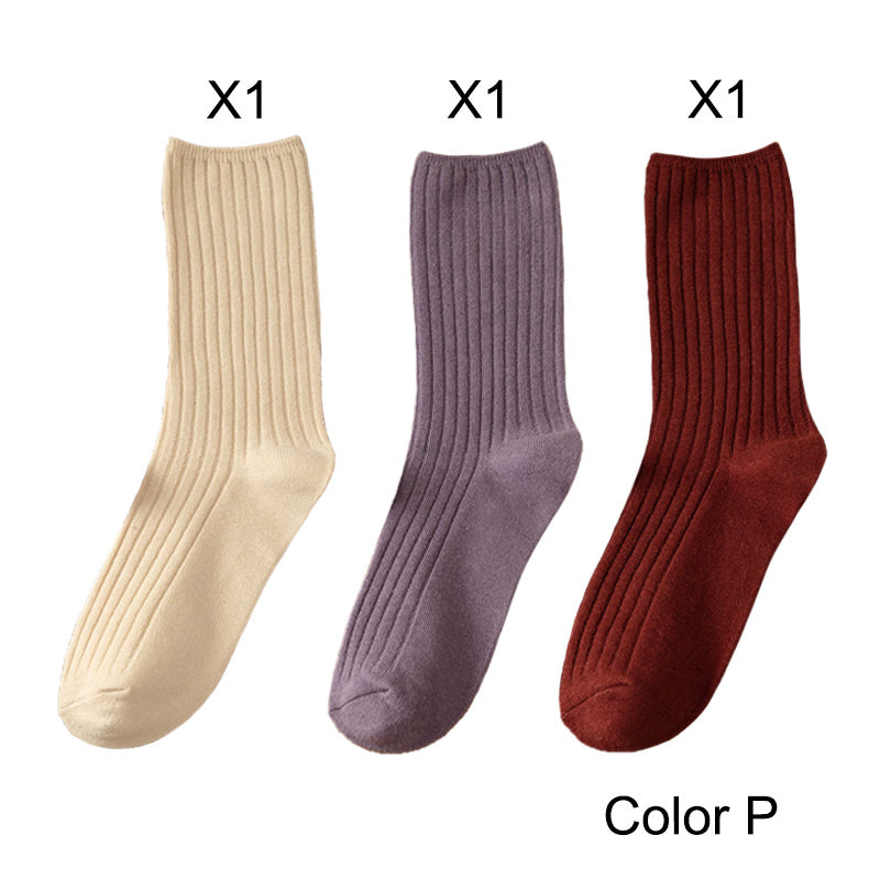 3 Pairs/Lot Socks Sets Women Solid Color Elegant Retro Long Cotton Women Socks Breathable Japanese Style Casual Cotton Long Sock