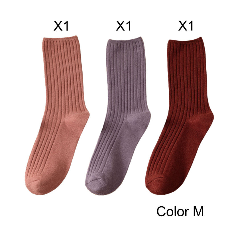 3 Pairs/Lot Socks Sets Women Solid Color Elegant Retro Long Cotton Women Socks Breathable Japanese Style Casual Cotton Long Sock