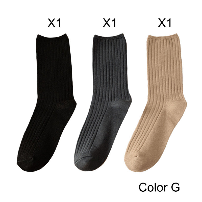 3 Pairs/Lot Socks Sets Women Solid Color Elegant Retro Long Cotton Women Socks Breathable Japanese Style Casual Cotton Long Sock