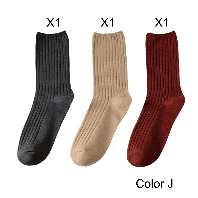 3 Pairs/Lot Socks Sets Women Solid Color Elegant Retro Long Cotton Women Socks Breathable Japanese Style Casual Cotton Long Sock