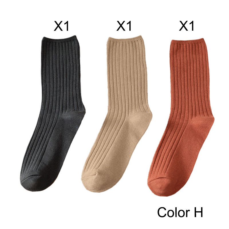 3 Pairs/Lot Socks Sets Women Solid Color Elegant Retro Long Cotton Women Socks Breathable Japanese Style Casual Cotton Long Sock