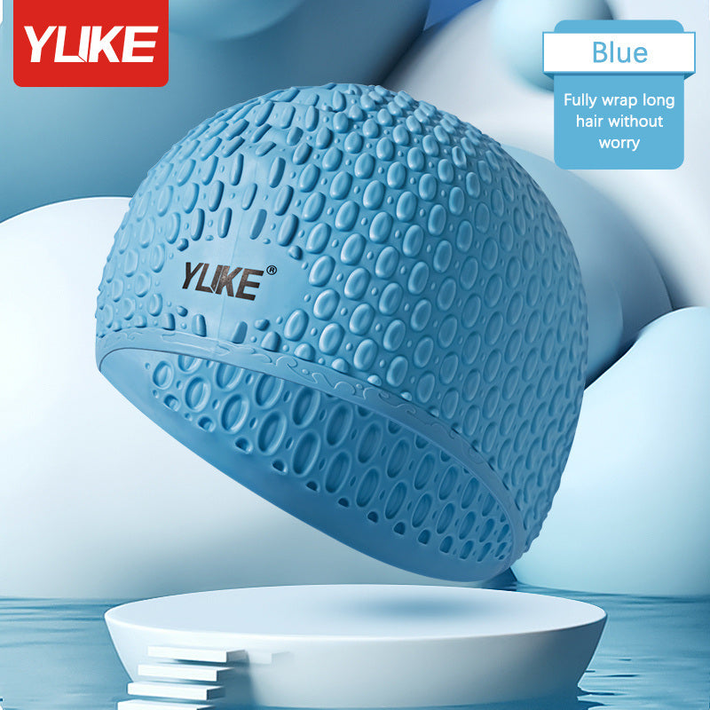 Adult Silicone Swim Cap; Unisex Water Drop Swimming Cap; Comfortable Non-slip Bathing Caps For Short Medium Long Curly Hair