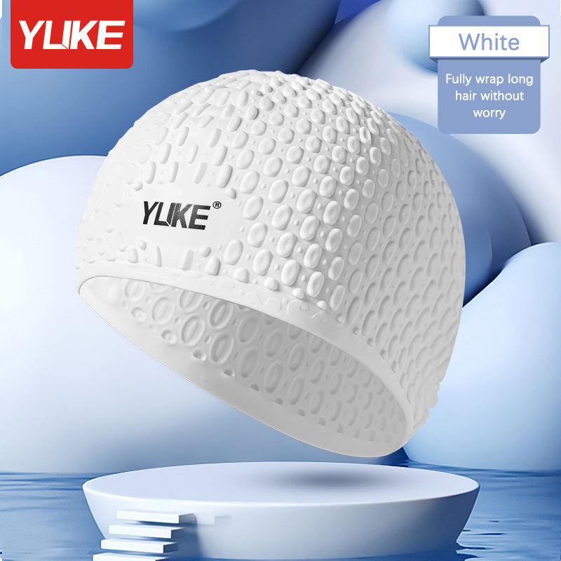 Adult Silicone Swim Cap; Unisex Water Drop Swimming Cap; Comfortable Non-slip Bathing Caps For Short Medium Long Curly Hair