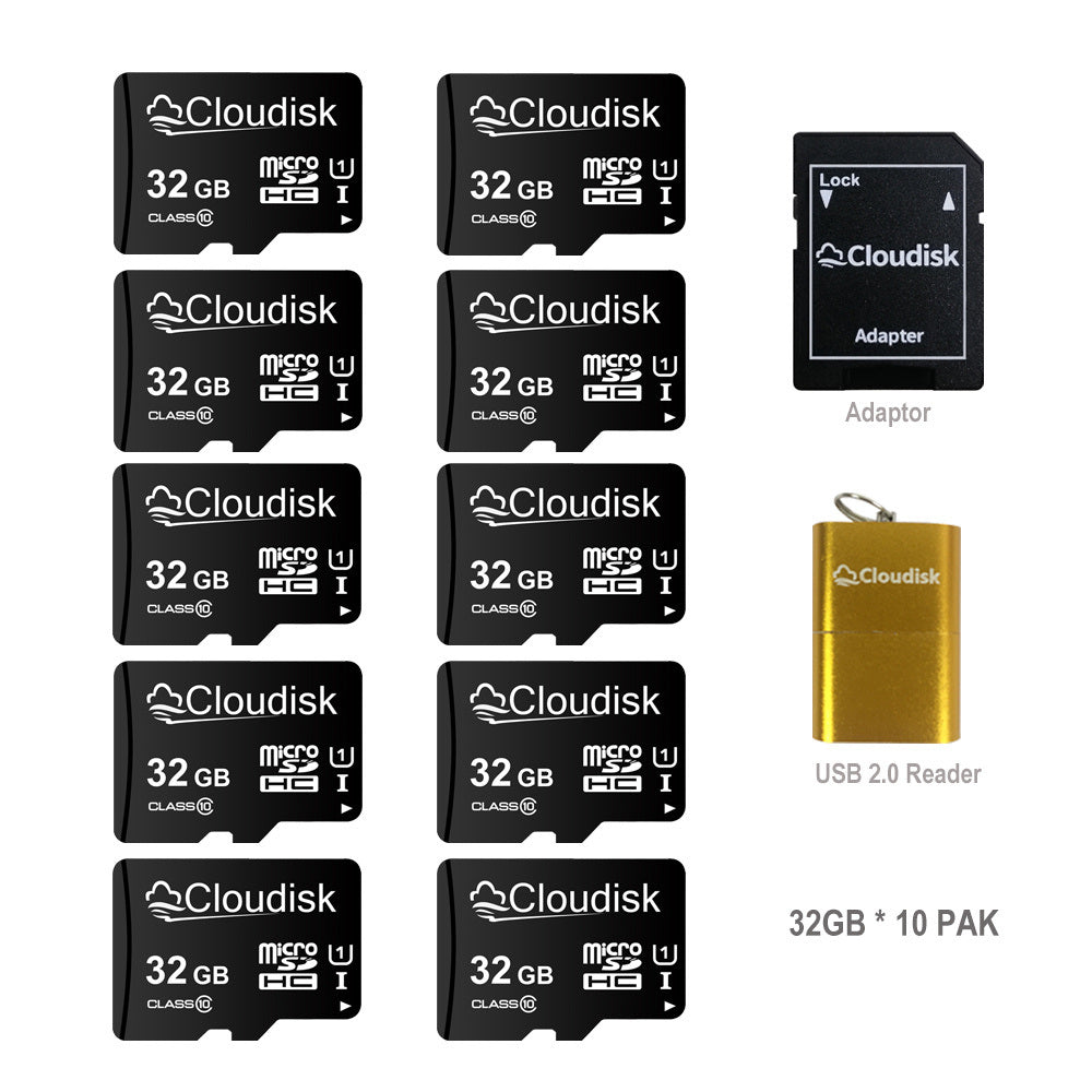 10Pack Cloudisk Micro SD Card 128/256/512MB 1/2/4/8/16/32GB MicroSDHC U3 U1 A2 A1 C10 UHS-I MicroSD Memory Card