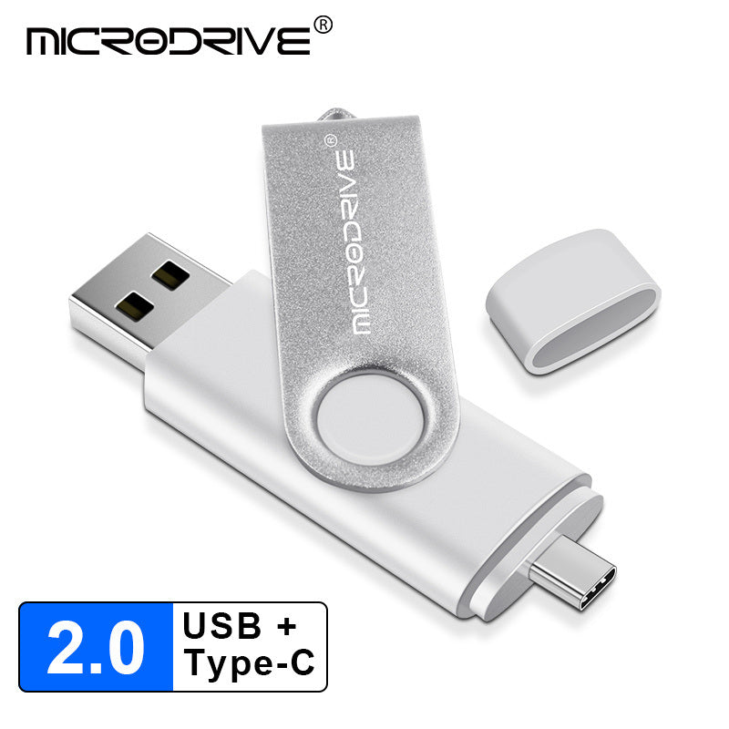 Rotating USB Stick High Speed 128gb Metal Type C USB2.0 Flash Drive OTG 128GB Pendrive External Storage Micro Memory Stick Type-C Pen Drive