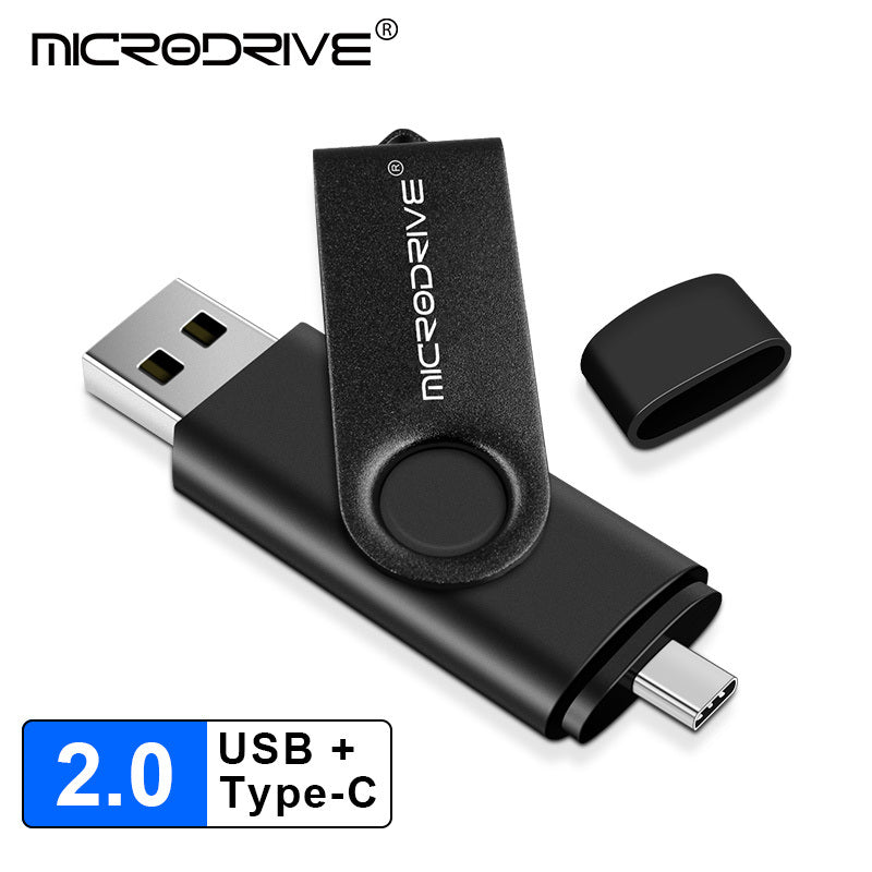 Rotating USB Stick High Speed 128gb Metal Type C USB2.0 Flash Drive OTG 128GB Pendrive External Storage Micro Memory Stick Type-C Pen Drive