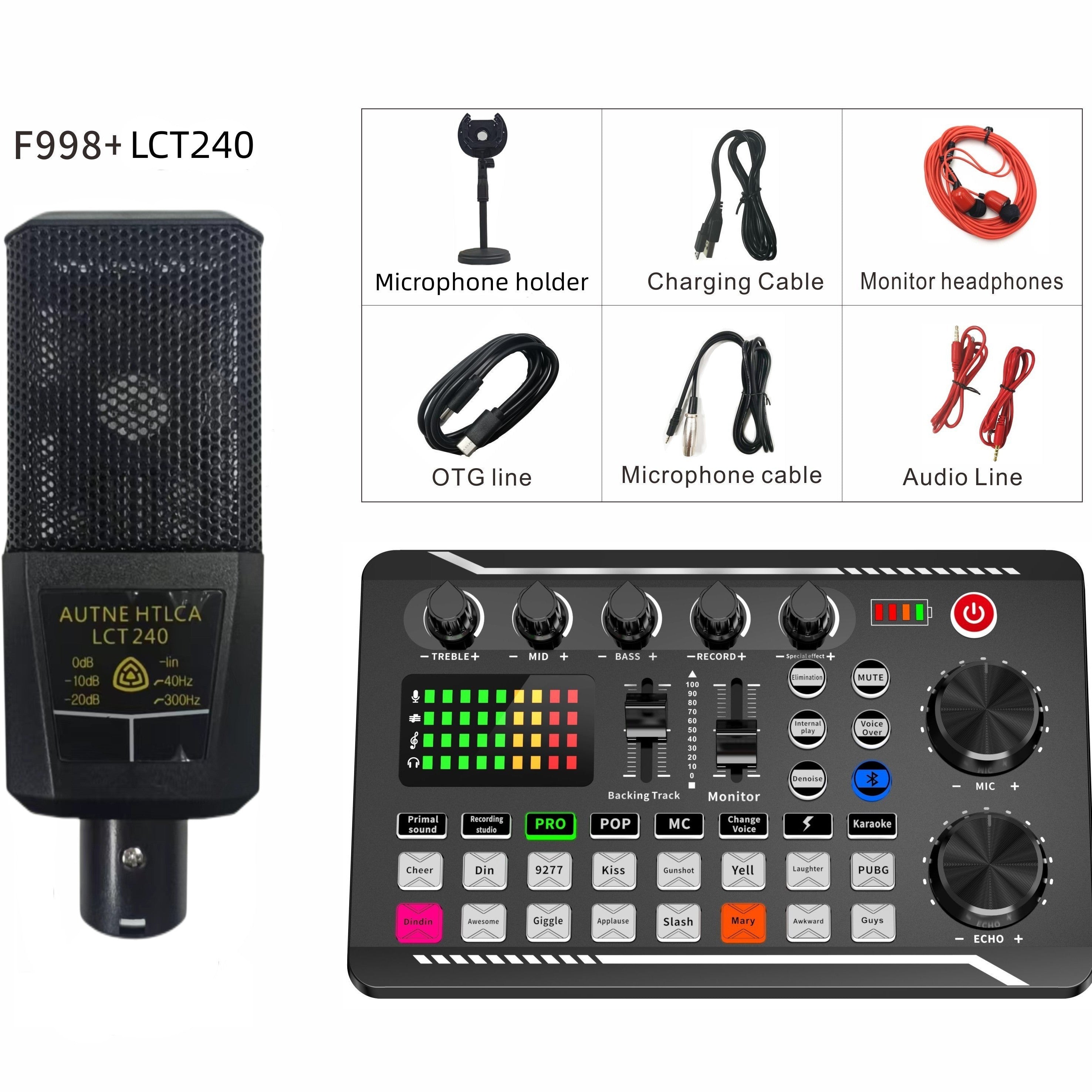 Digital Audio USB External Sound Card Microphone Personal Entertainment Headset Live Stream For Pc; Live Stream; and Karaoke