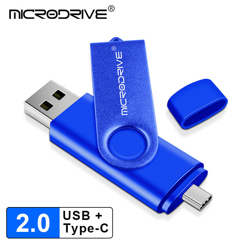 Rotating USB Stick High Speed 128gb Metal Type C USB2.0 Flash Drive OTG 128GB Pendrive External Storage Micro Memory Stick Type-C Pen Drive