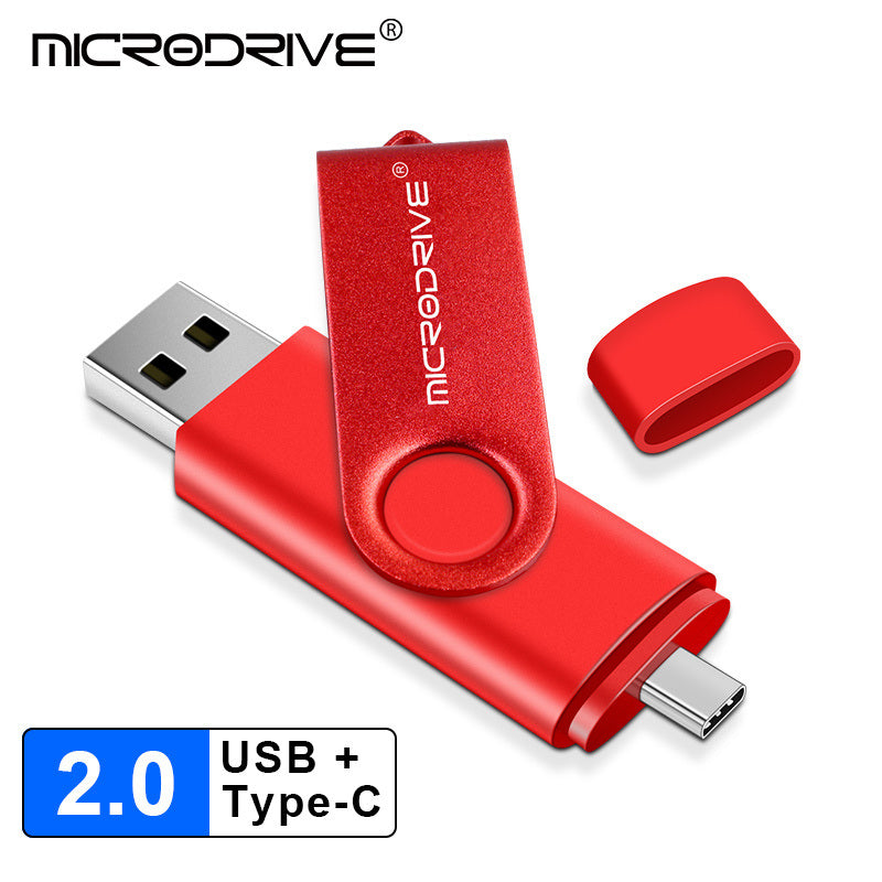 Rotating USB Stick High Speed 128gb Metal Type C USB2.0 Flash Drive OTG 128GB Pendrive External Storage Micro Memory Stick Type-C Pen Drive