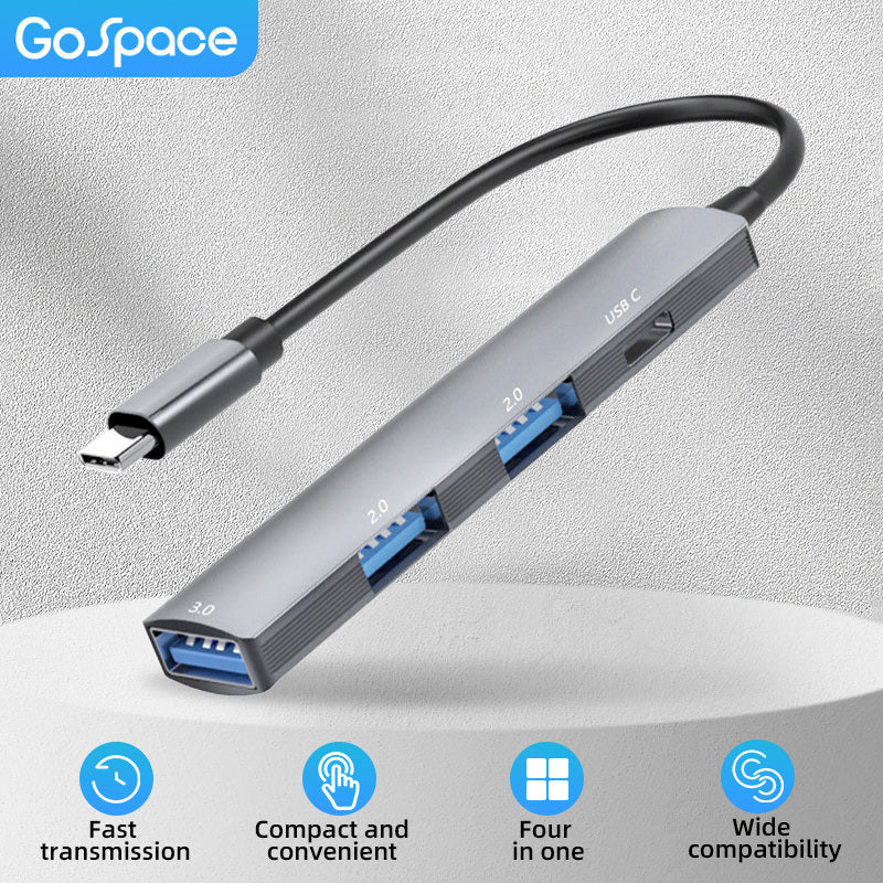 4 Port USB A Hub Adapter For Laptop Usb 3.0 Type C 5gbps; Suitable For Windows PC; Mac; Printer; Mobile HDD