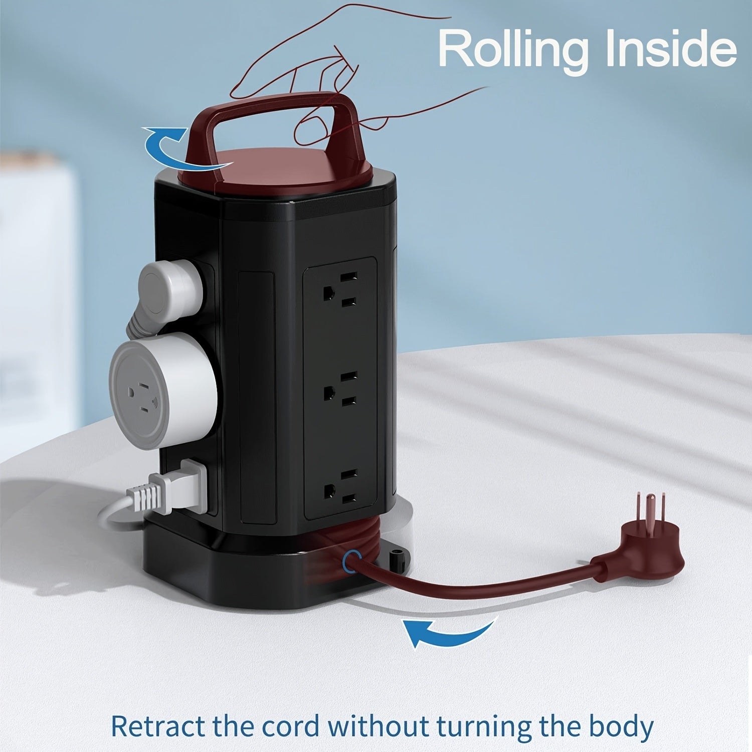 SUPERDANNY 12 Outlets 6 USB Power Strip Tower 6.5ft Long---MDL: QR1260-U