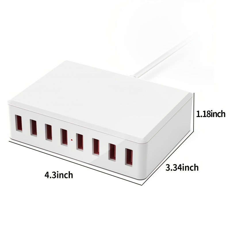 50 W/10-A 8-Ports USB Charging Station; Charger Charging Hub; Multi USB Charger Block For Multi Devices