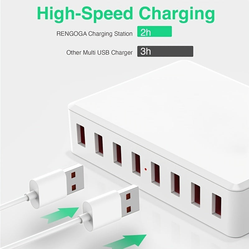 50 W/10-A 8-Ports USB Charging Station; Charger Charging Hub; Multi USB Charger Block For Multi Devices