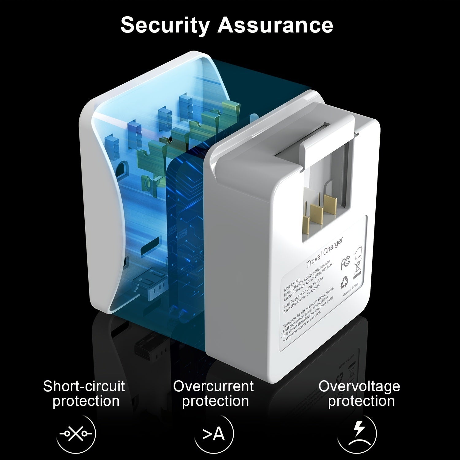 SUPERDANNY Multiple Plug Outlet Universal USB Wall Charger---MDL: PU01