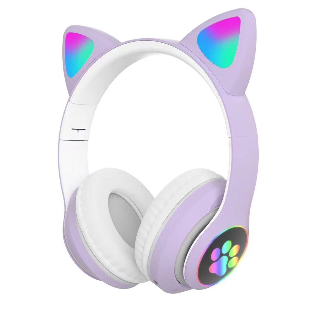 STN-28 cat ear Bluetooth headset manufacturer wholesale cross-border LED luminous cat claw wireless headset