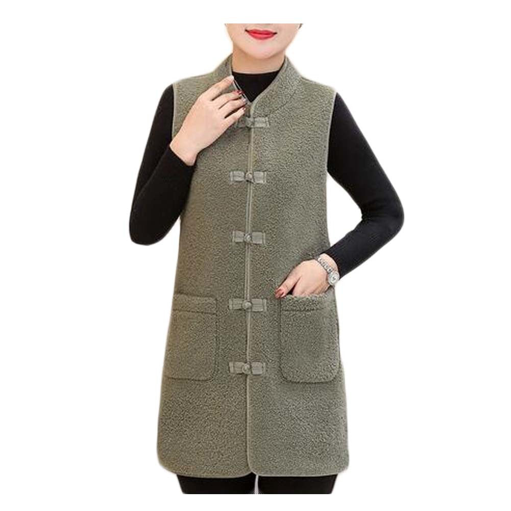 Women's Autumn Winter Warm Vest Long Waistcoat Faux Sherpa Outerwear Waistcoat Polar Fleece Casual Vest Sleeveless Jacket Tank Top; Green