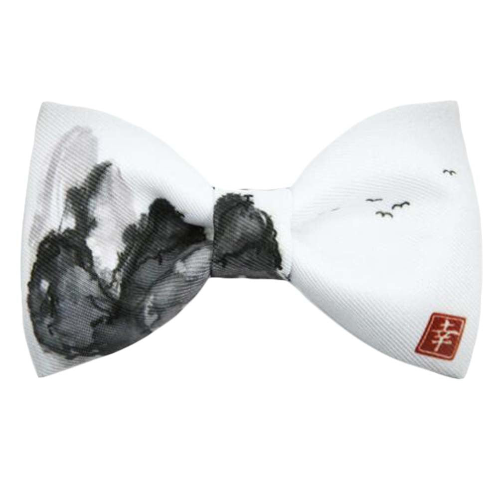 Men Bow Tie Polyester Neckties Chinese Style Landscape Paintings Vintage Bow Tie