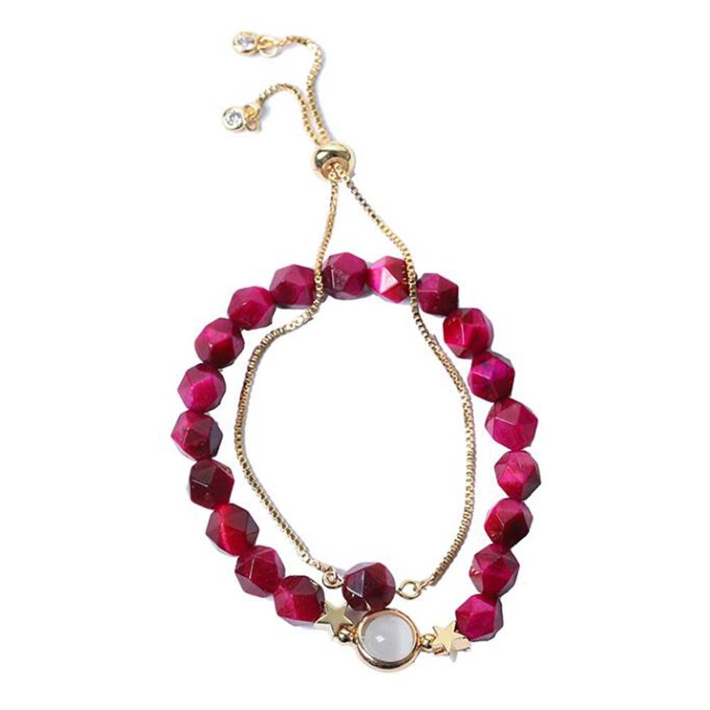 Red Irregular Stone Stars Womens Layer Chain Bracelet Charm Bracelet Link Bracelet