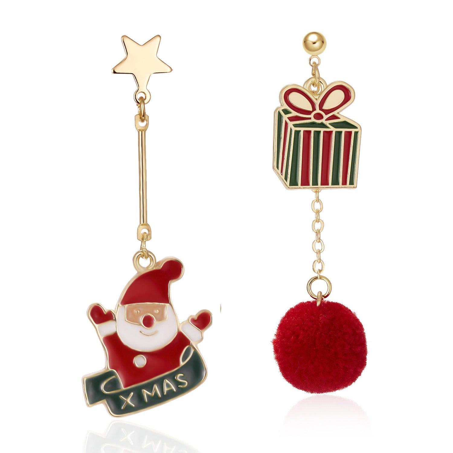 2021 New European and American Christmas Snowman Plush Ball Tassel Asymmetrical Earrings Earrings Fashion Christmas Jewelry Wholesale