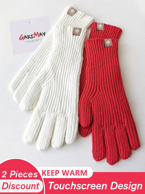 Women's Autumn Winter Gloves Green Elegant Warm Touchscreen Casual Long White Vintage Gloves Knitted Outdoor