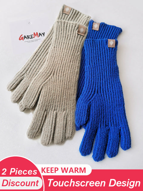 Women's Autumn Winter Gloves Green Elegant Warm Touchscreen Casual Long White Vintage Gloves Knitted Outdoor