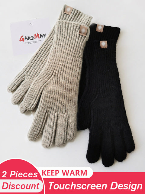 Women's Autumn Winter Gloves Green Elegant Warm Touchscreen Casual Long White Vintage Gloves Knitted Outdoor